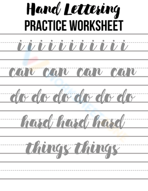 Simple Words Lettering Practice Sheet