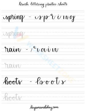 Spring Words Lettering Practice Sheet