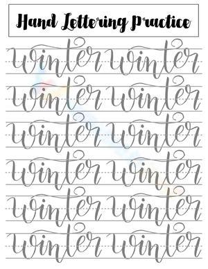Winter Lettering Practice Sheet for Calligraphy