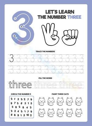 Number 3 Worksheet for Early Learning