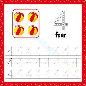 Fun Number 4 Tracing Activity 