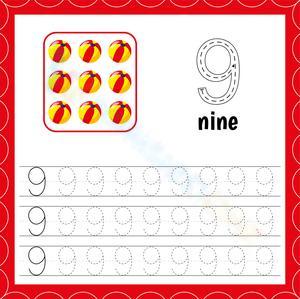 Number 9 Practice: Tracing and Counting Fun