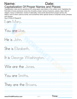 Proper Noun Identification Grammar Worksheet