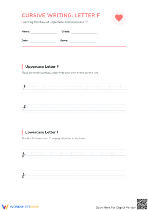 Cursive Letter F Practice | Essential Grade 2 Worksheet