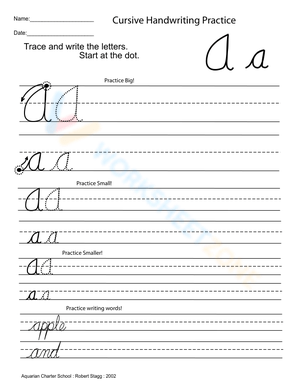 Cursive Capital Letter A Trace and Write