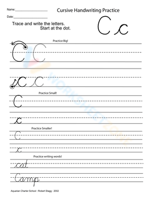 Cursive Capital Letter C Practice