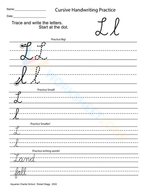 Cursive Capital Letter L Practice