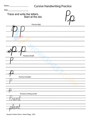 Cursive Capital Letter P Practice