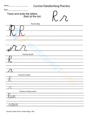 Cursive Capital Letter R Practice