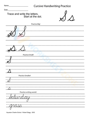 Cursive Capital Letter S Practice