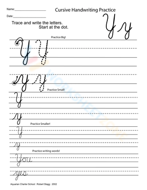 Practice Writing Cursive Capital Letter Y