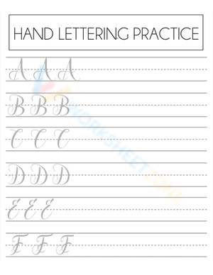 Cursive Capital Letters A-F Practice