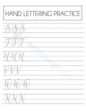 Cursive Handwriting Practice Letters S-X