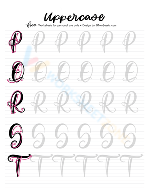 Cursive Practice: Uppercase Letters P-T