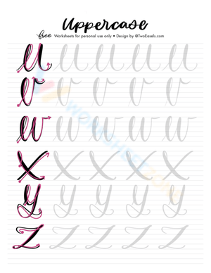 Cursive Practice: Uppercase Letters U-Z