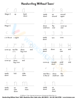 Cursive Capital Letter Formation Chart A-N