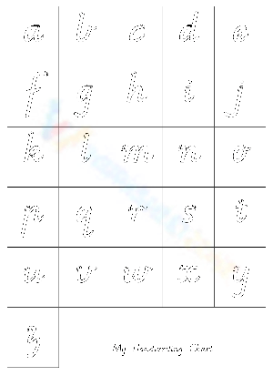 Lowercase Victorian Modern Cursive Handwriting Chart