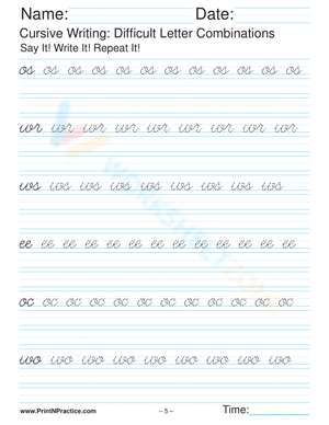 Improving Cursive with Letter Combination Practice
