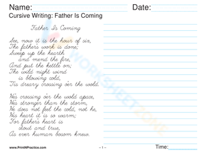 Practice Fancy Cursive: Father Is Coming