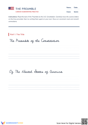 Practice Fancy Cursive Handwriting: The Preamble