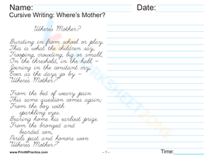 Practice Fancy Cursive: Where Mother