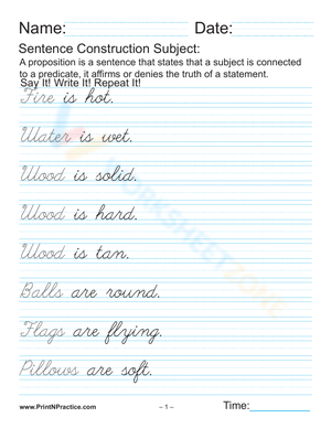 Practice Writing: Fancy Cursive Sentences