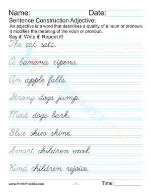 Handwriting: Fancy Cursive Sentences Practice