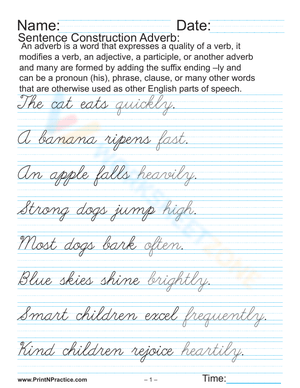 Enhance Cursive: Fancy Cursive Sentences Writing