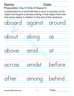 Daily Handwriting Practice Words Worksheet