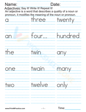 Daily handwriting practice - Words