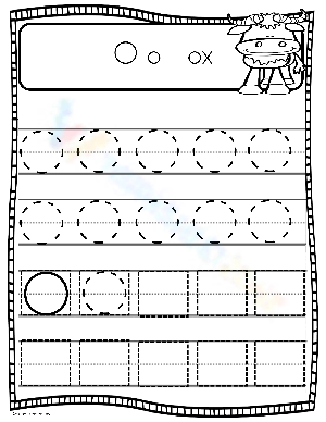 Letter O Handwriting and Ox Tracing Practice Worksheet