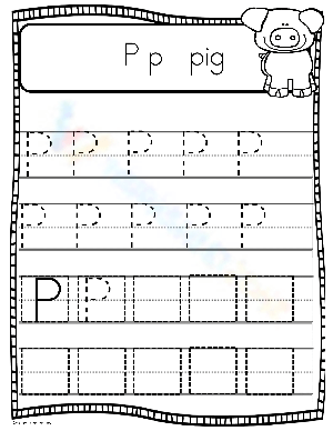 Uppercase Letter P Pig Handwriting Practice