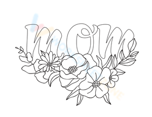 Design Cursive Bubble Letter 'MOM' Art