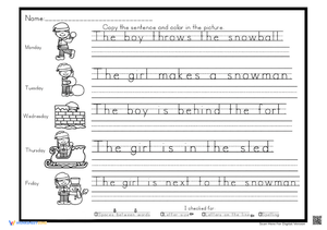 Copy and Color Handwriting Practice