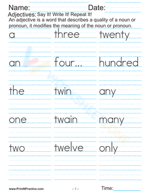 Daily Penmanship Practice Worksheet
