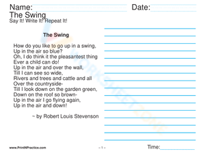 Handwriting Practice: The Swing