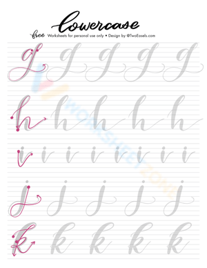 G-K Cursive Lowercase Letters Practice