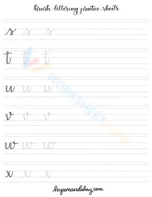 Y-Z Lower Calligraphy Letters Practice