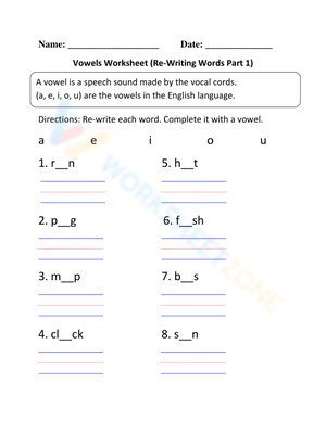 Practice Identifying Vowels with This Worksheet