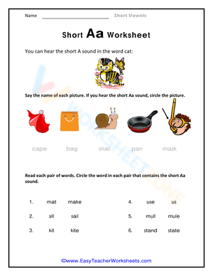 Master the Short A Sound with Engaging Worksheet