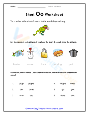 Explore the Short O Sound with This Worksheet