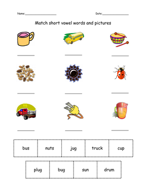 Master Short U Vowel Sounds with Practice Worksheet