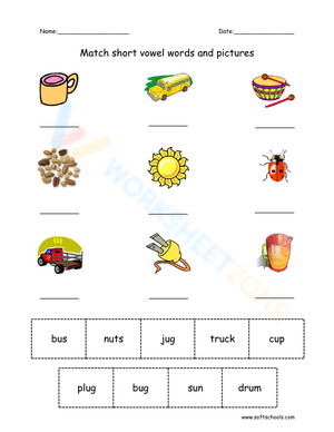 Master Short U Vowel Sounds with Practice Worksheet