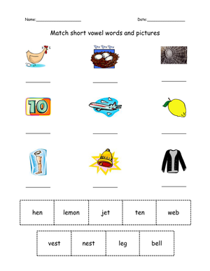Learn Short E Vowel Sounds with Fun Worksheet