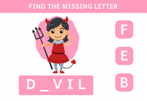 Devil Missing Letter Worksheet – Fun Spooky Word Puzzle