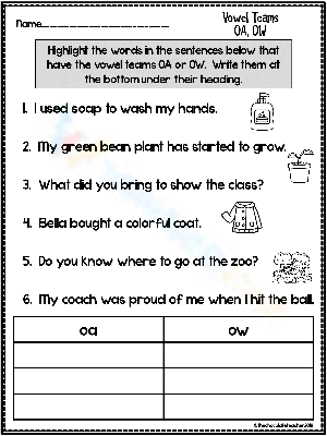 Strengthen Phonics with Vowel Teams Exercises