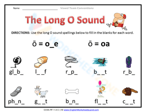 Long O Sound Worksheet with o_e and oa Patterns