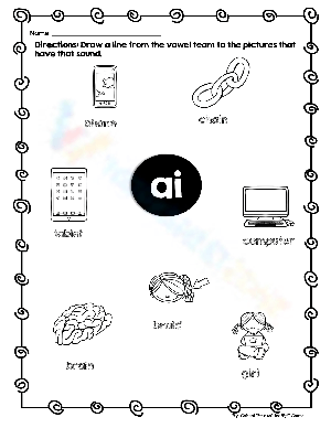 AI Vowel Team Worksheet for Sound Recognition