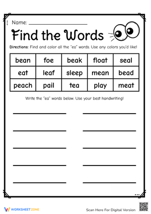 Phonics Worksheet | Identifying EA Words