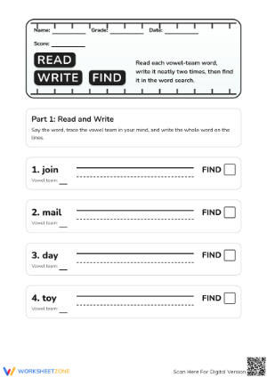 Vowel Team Word Recognition | Essential Grade 3 Phonics